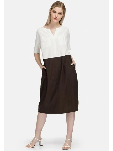 Große Größen HELMIDGE Ballonkleid Aus Leinen-Mix In Braun Günstig Kaufen