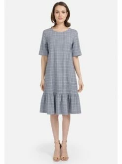 Große Größen HELMIDGE Ballonkleid In Midi-Länge In Grau-hellblau Günstig Kaufen