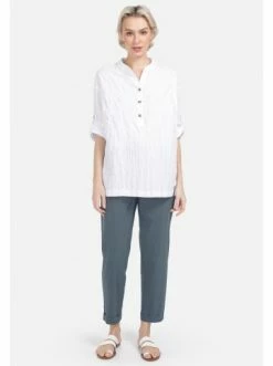 Große Größen HELMIDGE Crinklebluse Mit Stehkragen In Weiss Günstig Kaufen