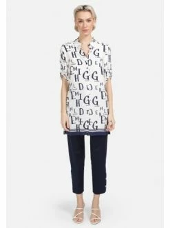 Große Größen HELMIDGE Druckbluse Mit Logo In Weiss Günstig Kaufen