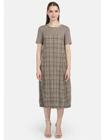 Große Größen HELMIDGE Druckkleid Im Karo-Dessin In Beige Günstig Kaufen