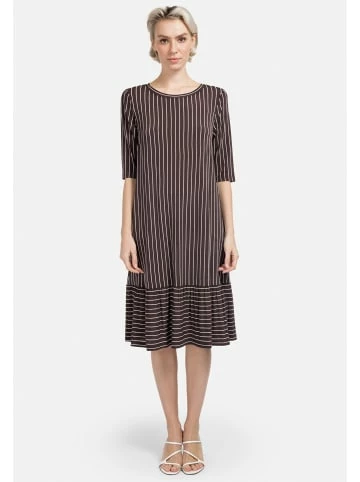 Große Größen HELMIDGE Druckkleid In Gestreiftem Dessin In Braun Günstig Kaufen
