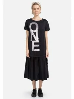 Große Größen HELMIDGE Druckkleid Maxikleid In Schwarz Günstig Kaufen