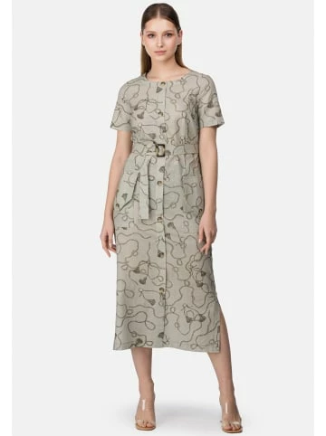 Große Größen HELMIDGE Druckkleid Mit Leinen-Anteil In Beige Günstig Kaufen