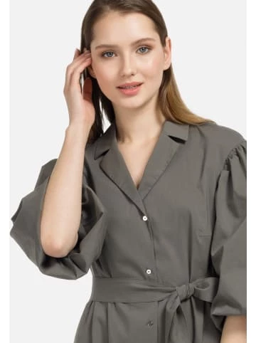 Große Größen HELMIDGE Hemdblusenkleid Maxikleid In Khaki Günstig Kaufen – Bild 3