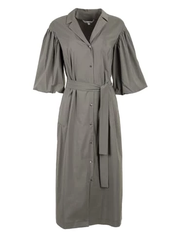 Große Größen HELMIDGE Hemdblusenkleid Maxikleid In Khaki Günstig Kaufen – Bild 6