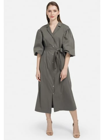 Große Größen HELMIDGE Hemdblusenkleid Maxikleid In Khaki Günstig Kaufen