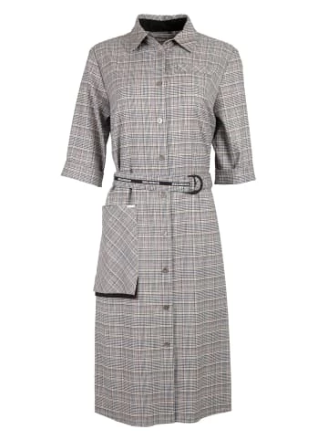 Große Größen HELMIDGE Hemdblusenkleid Midikleid In Kariert Beige Günstig Kaufen – Bild 7