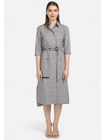 Große Größen HELMIDGE Hemdblusenkleid Midikleid In Kariert Beige Günstig Kaufen