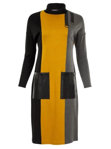 Große Größen HELMIDGE Jerseykleid Midikleid In Gelb Schwarz Günstig Kaufen – Bild 5