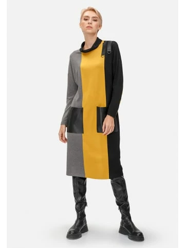 Große Größen HELMIDGE Jerseykleid Midikleid In Gelb Schwarz Günstig Kaufen