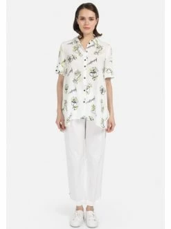 Große Größen HELMIDGE Kurzarmbluse Mit Print In Weiss Günstig Kaufen