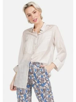 Große Größen HELMIDGE Langarmbluse Hemdbluse In Beige Günstig Kaufen