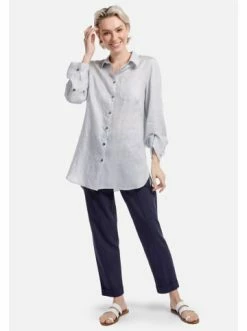 Große Größen HELMIDGE Langarmbluse Langhemdbluse In Hellgrau Günstig Kaufen