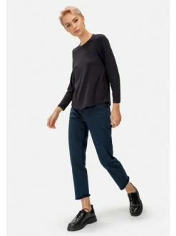 Große Größen HELMIDGE Langarmbluse Rundhalspullover In Blau Günstig Kaufen