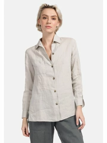 Große Größen HELMIDGE Langhemdbluse Leinen In Beige Günstig Kaufen