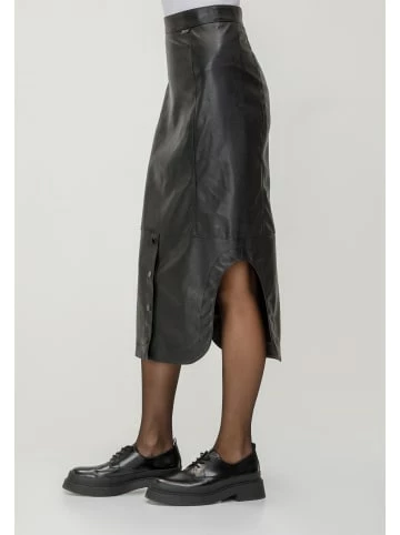 Große Größen HELMIDGE Lederrock Midirock In Schwarz Günstig Kaufen – Bild 4