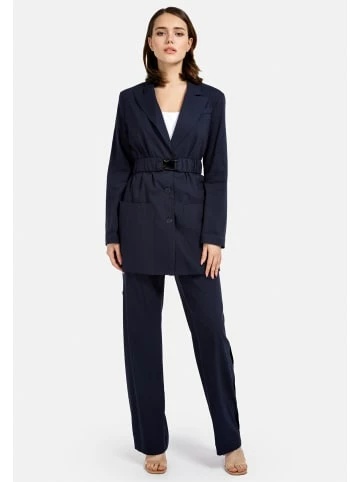 Große Größen HELMIDGE Longblazer Mit Gürtel In Dunkel Blau Günstig Kaufen