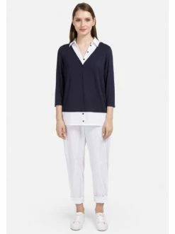 Große Größen HELMIDGE Shirtbluse Mit Kragen In Blue Günstig Kaufen