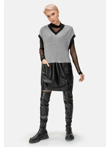 Große Größen HELMIDGE Strickkleid Midikleid In Grau Schwarz Günstig Kaufen