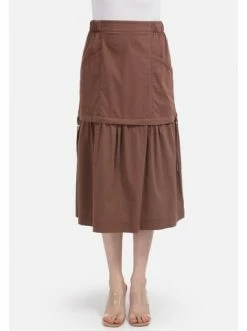 Große Größen HELMIDGE Volantrock Midikleid In Hellbraun Günstig Kaufen